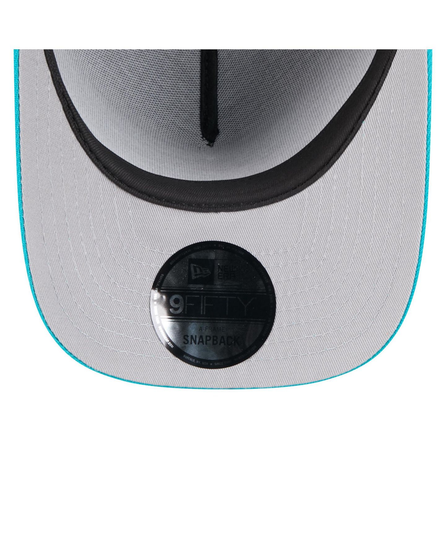Мужская кепка New Era Black/Aqua Miami Dolphins 2025 NFL Draft A-Frame 9FIFTY Snapback Hat — фото 2
