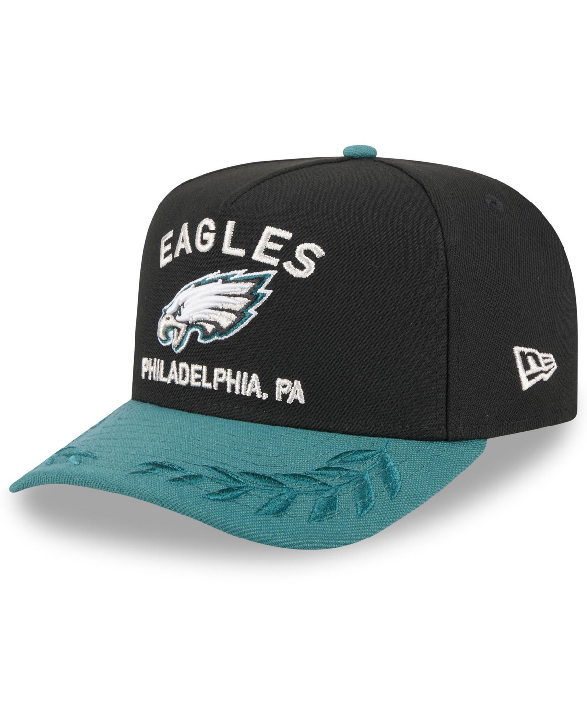 New Era Men's Black/green Philadelphia Eagles 2025 Nfl Draft A-frame 9fifty Snapback Hat In Black,green