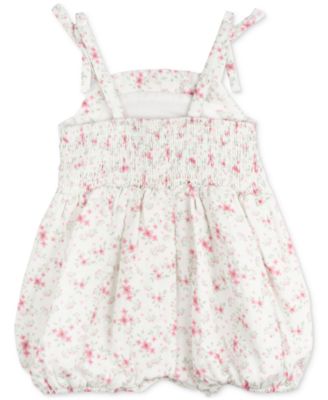 Baby Girls Floral-Print Bubble Romper & Hat, 2 Piece Set