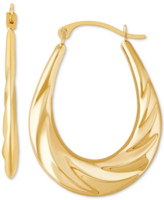 Macy's - Oval Swirl Texture Polished Medium Hoop Earrings in 14k Gold