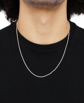 Polished Glitter Rope Link 22" Chain Necklace in 14k White Gold