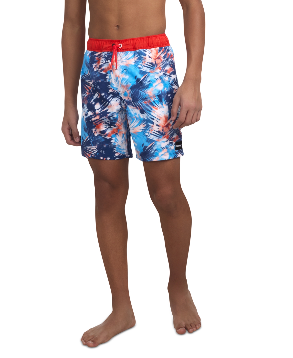 Hurley Big Boys Distorted Palm Swim Shorts In Deep Royalblue