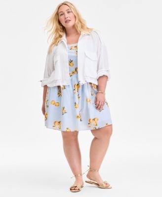 Trendy Plus Size Utility Jacket Printed Mini Dress Exclusively At Macys