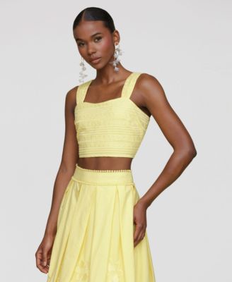 Women's Cotton Embroidered Square-Neck Tank Top