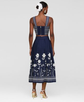 Women's Cotton Embroidered Square-Neck Tank Top