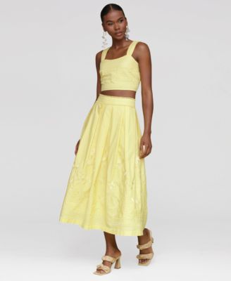 Women's Cotton Embroidered Midi Skirt