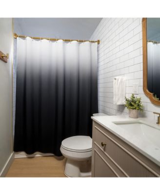 Water Resistant Polyester Fabric Shower Curtain, 71x74