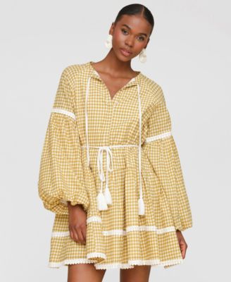 Women's Printed Cotton Split-Neck Mini Dress