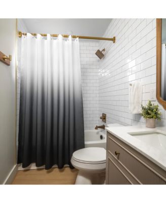 Polyester Fabric Water Resistant Shower Curtain, 71x74