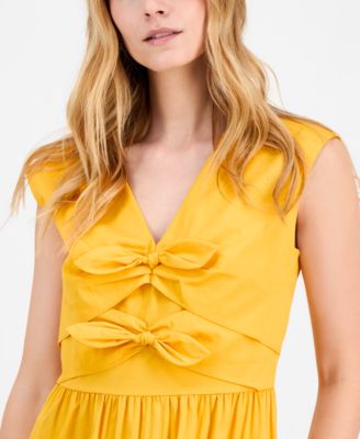 Women's Bow-Front Sleeveless Midi Dress