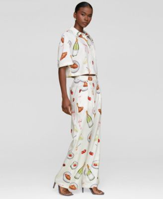 Women's Printed High-Rise Wide-Leg Pants