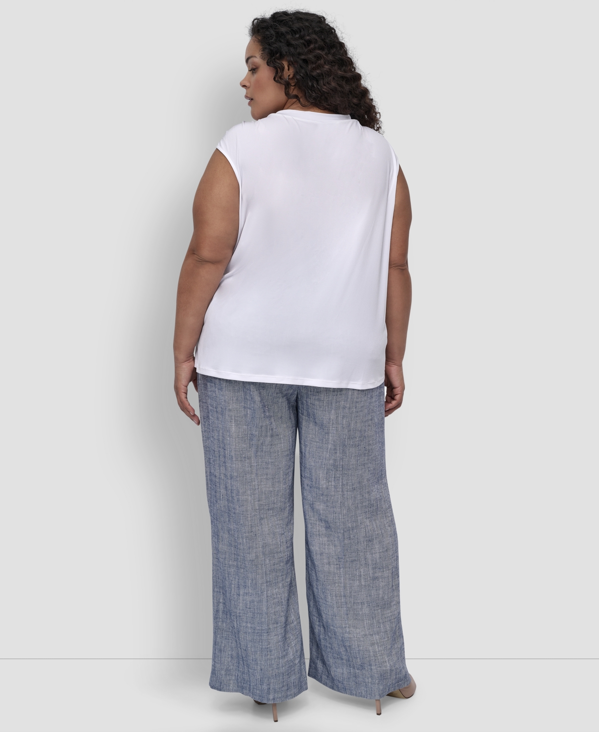 Shop Dkny Plus Size Twisted-neck Sleeveless Blouse