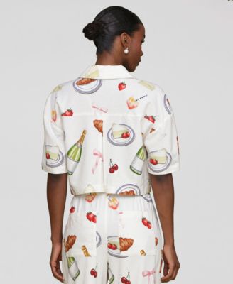 Women's Printed Button-Front Camp Shirt