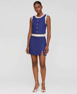 Avec Les Filles - Women's Sleeveless Button-Front Top