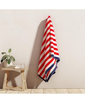 Oversized Cotton Stripe Border Beach Towel