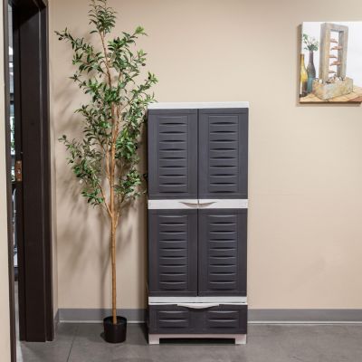 Versatile Storage Cabinet with 3 Adjustable Shelves and Lockable Doors - 57.5"
