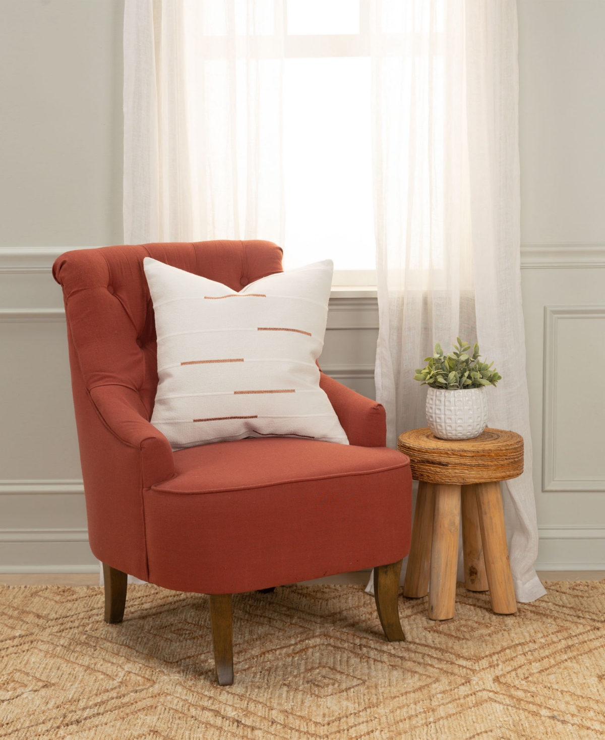 RIZZY HOME GLAM STRIPED WOVEN DECORATIVE PILLOW, 20" X 20"