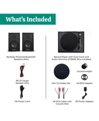 Montrose Turntable with Berkeley Bluetooth Speakers, Upgradable Record Player, 1" Tweeter, 3" Driver, Warm Natural Sound