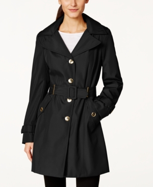CALVIN KLEIN PETITE HOODED SINGLE-BREASTED TRENCH COAT, CREATED FOR MACY'S
