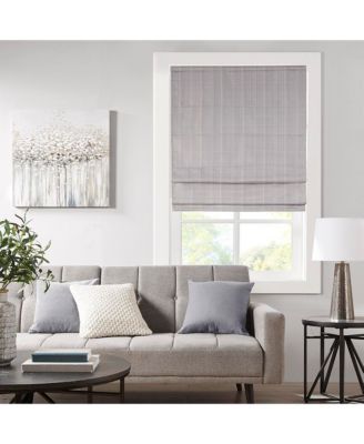 Basketweave Room Darkening Cordless Roman Shade, Single Panel for Bedroom, Thermal Insulated Window Blind Treatment for Living Room, Width 29 length 64 inches, Grey Window Panel