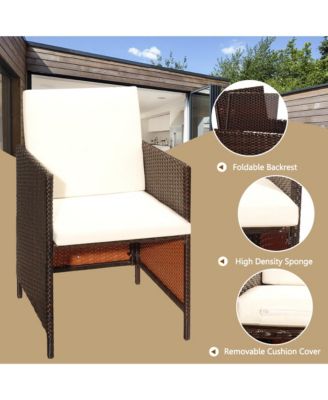 9PCS Rattan Wicker Dining Set Patio Outdoor Furniture Set w/ Cushion