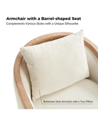 Wifred Farmhouse Rattan Solid Wood Armchair