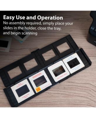 long tray slide holder speeds up scanning, holds 4 slides, flattens film edges, protects film – set of 3 for 35mm scanners