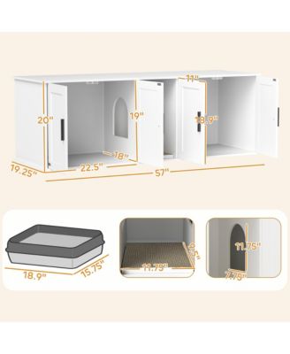 Cat Litter Box Enclosure, Litter Box Furniture with Scratching Mat