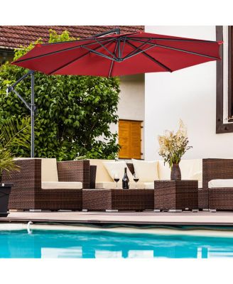 10' Hanging Umbrella Outdoor Patio Market Banana Umbrella Offset