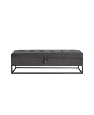 Tufted Velvet Metal Base Upholstered Storage Bench
