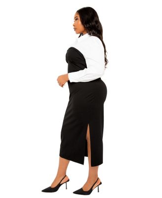 Plus Size Contrast Shirt Dress