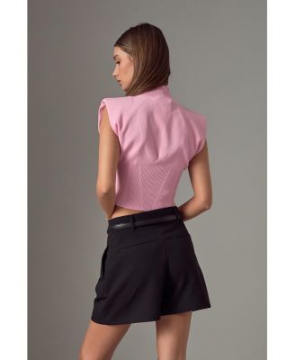 Women's Mock Neck Padded Knit Top