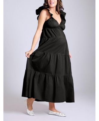 Maternity Ruffle Sleeve Tie-Back Maxi Dress - Motherhood