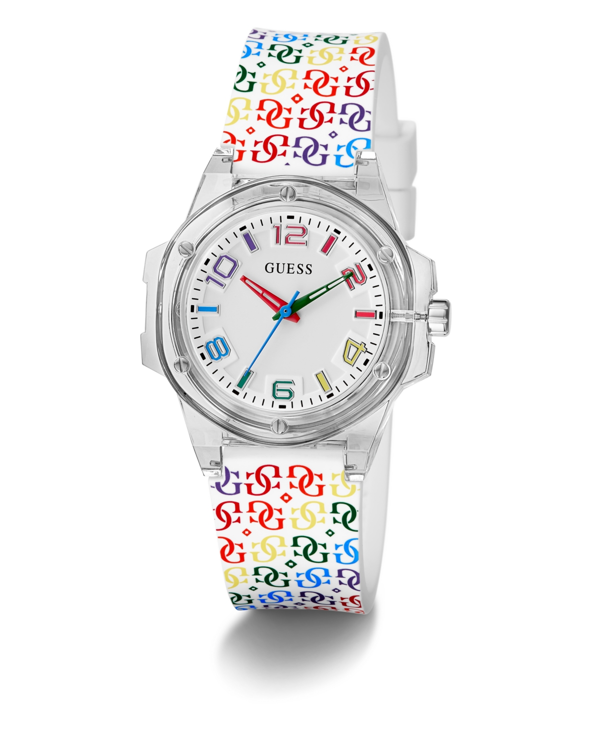 Guess Women's Analog Clear Silicone Strap Watch, 34mm