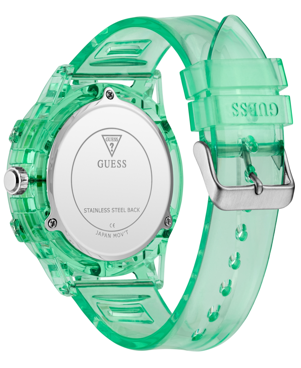 Guess Men's Multi-function Green Rubber Watch, 48mm In Green