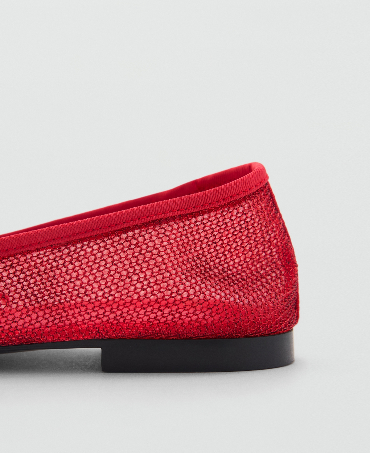 Shop Mango Women's Mesh Bow Ballerina Shoes In Red