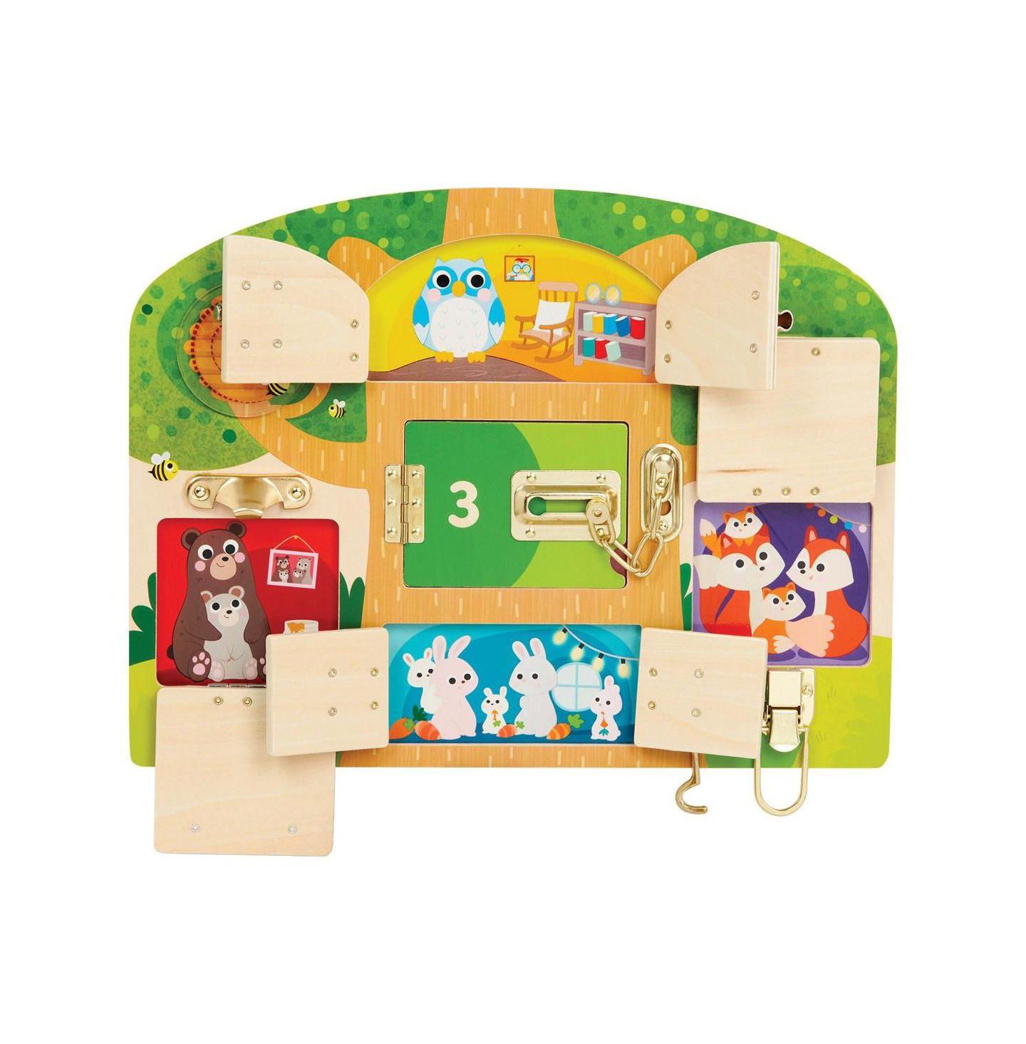 Детские игрушки Battat Wooden Lock & Latch Board Fine-Motor Learning, 2-Piece Set, Ages 3+, цвет: Разноцветный — фото 3