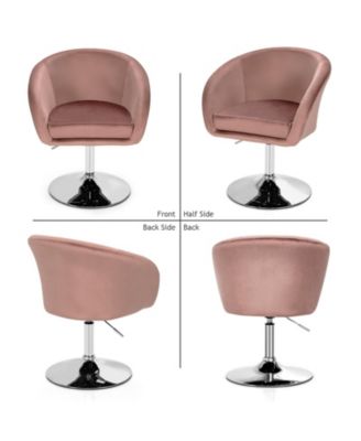 360 Degree Swivel Makeup Stool Accent Chair with Round Back and Metal Base