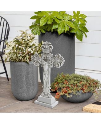 Off White Polyresin Holy Cross Jesus Crucifix 1.6-Feet Tall Statue