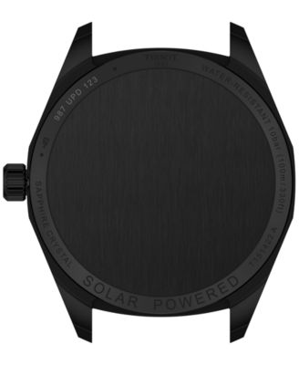 Men's Swiss PRC 100 Solar Quartz Black Leather Strap Watch 39mm