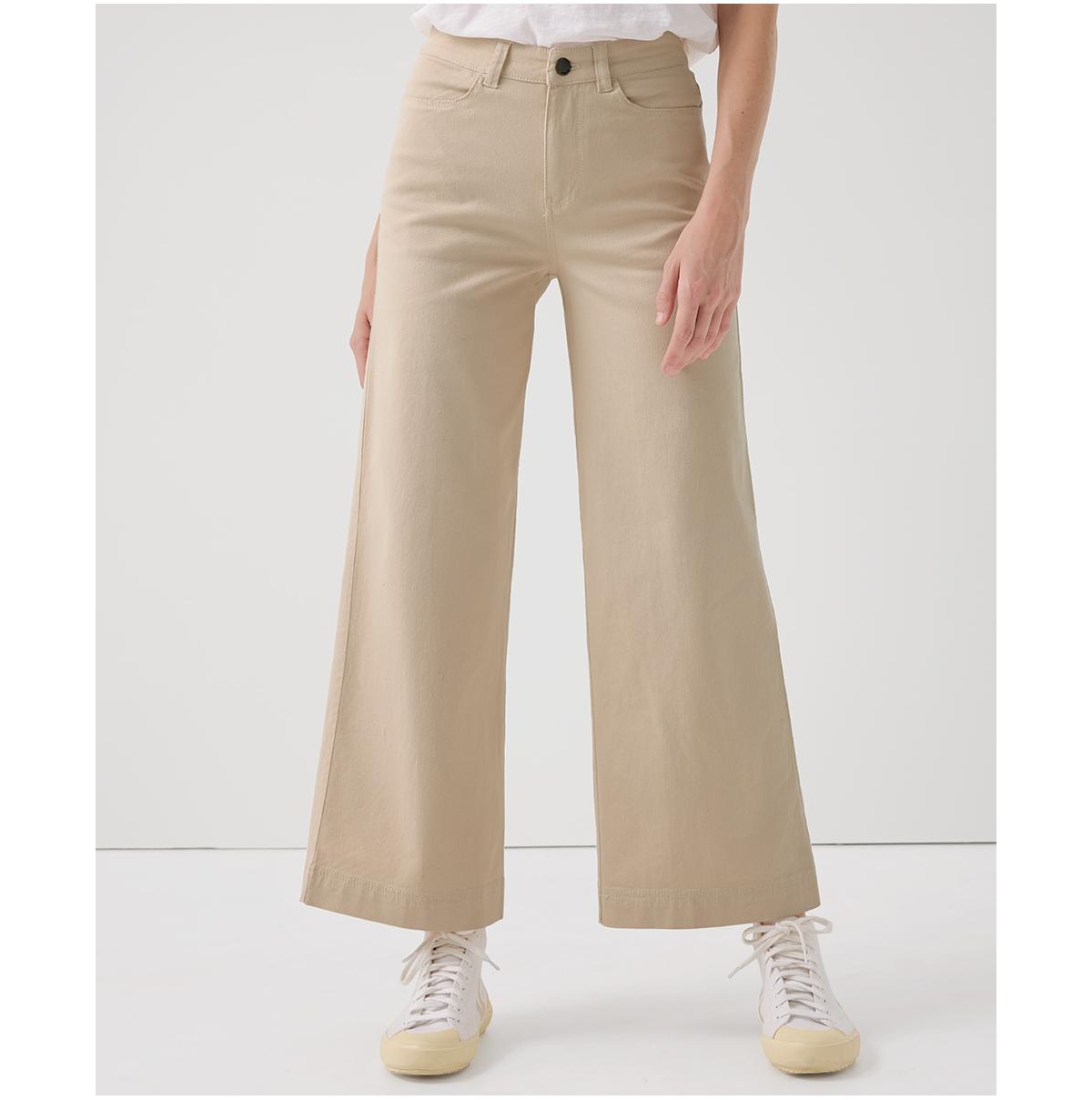 Women's Organic Cotton Stretch Twill Denim Wide Leg Pant - Deep taupe
