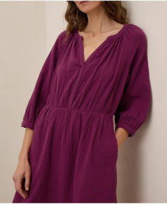 Women's Organic Cotton Coastal Double Gauze Peasant Dress