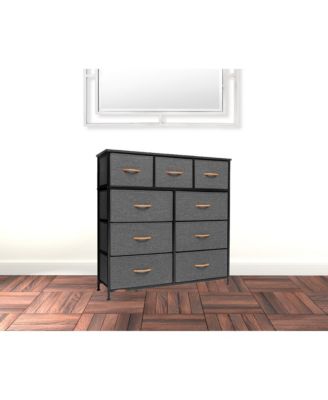 Steel and Fabric 9-Drawer Triple Dresser – Spacious Storage