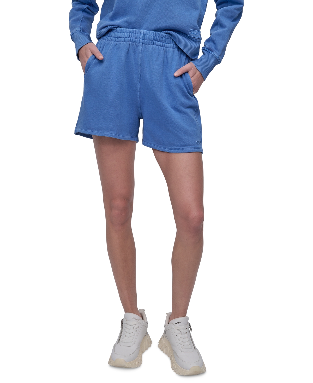 Dkny Sport Women's Embroidered Logo Smocked 4" Shorts