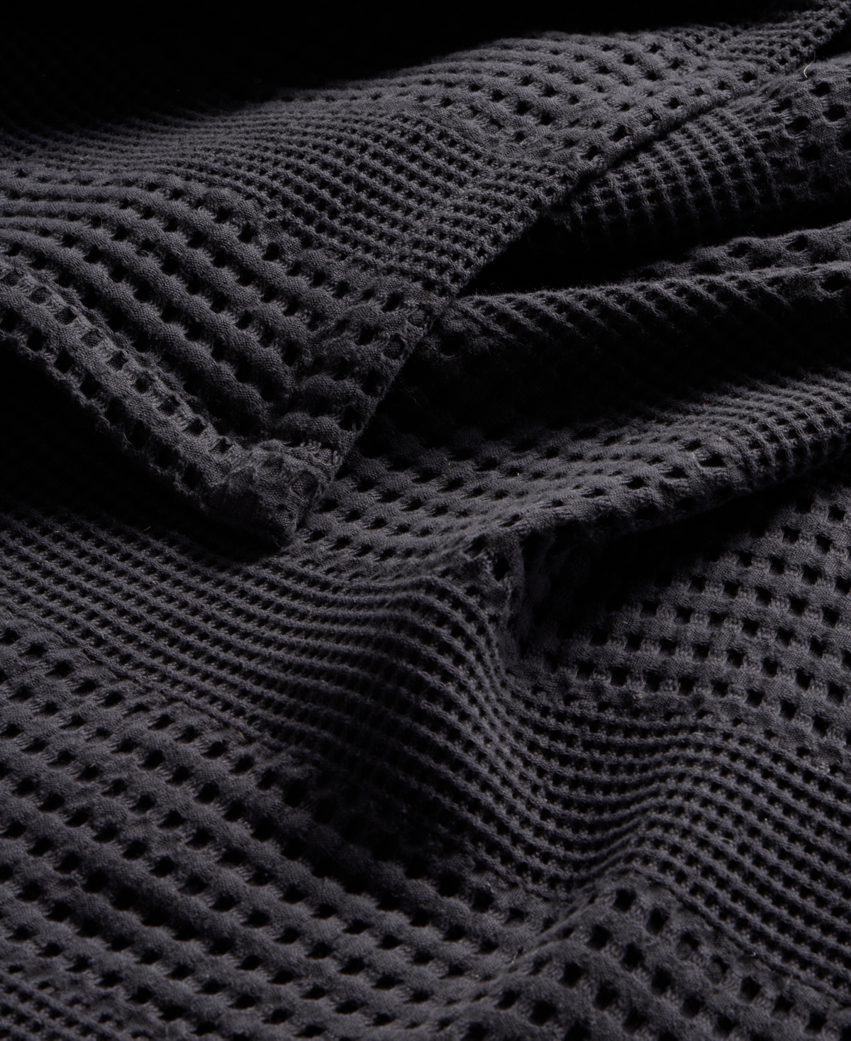 Oake Cotton Waffle Blanket, King, Exclusively At Macy's In Black