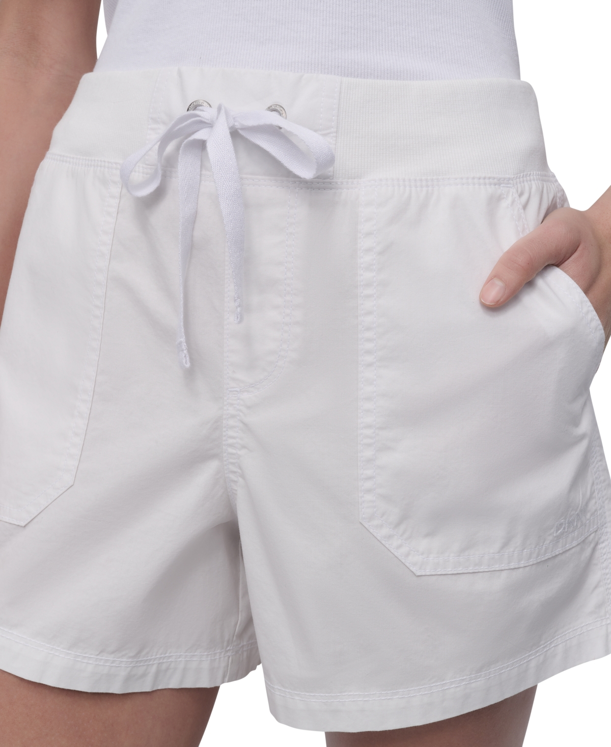 Dkny Sport Women's Cotton Twill Rib-waistband Cargo Shorts