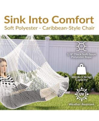 Caribbean Style Extra Large Hanging Rope Hammock Chair Swing for Backyard and Patio