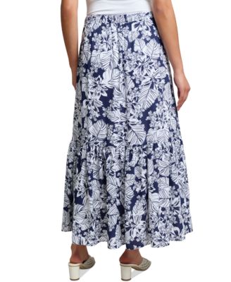 Petite Printed Ruffled Maxi Skirt