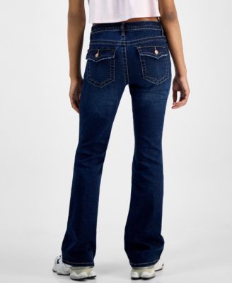 Juniors' Low-Rise Extended-Tab Bootcut Jeans