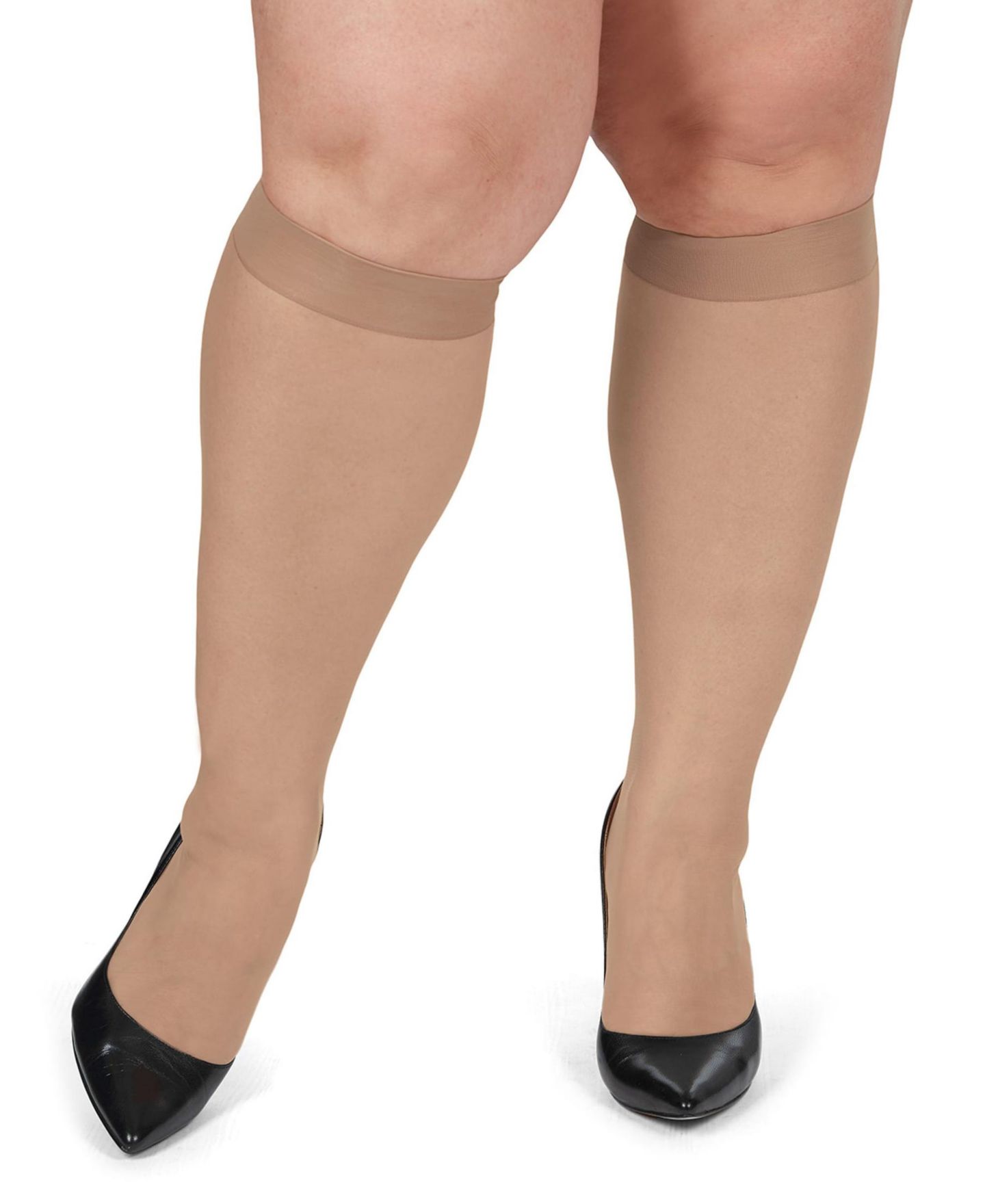 MeMoi Women's 2 Pair Pack Energizing Curvy Knee Highs MM-4240, цвет: Бежевый — фото 2